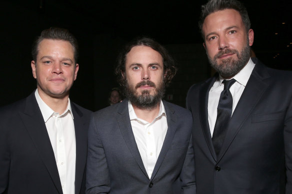 Matt Damon, Casey Affleck and Ben Affleck at the premiere of Manchester By the Sea in 2016.