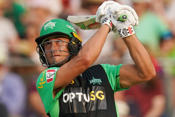 Marcus Stoinis clears the ropes for the Melbourne Stars during their win against Sydney Thunder.