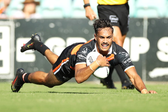 Daine Laurie’s stellar trial showing for Wests Tigers has earnt him the No.1 jersey.