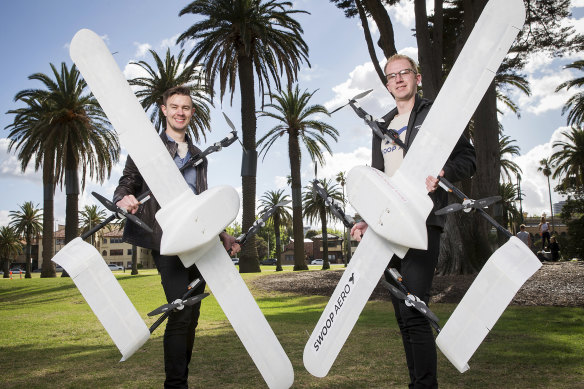 Swoop Aero chief executive Eric Peck, and chief technology officer Josh Tepper.