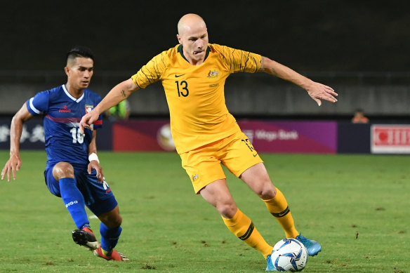 A great crossfield ball by Aaron Mooy, pictured, found Rhyan Grant in space.