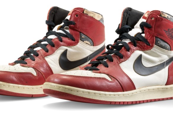 The Nike Air Jordan 1 shoes Michael Jordan wore during a 1985 exhibition game in Trieste, Italy where the backboard shattered on his slam dunk sold for $US615,000 last year ($772,000). 