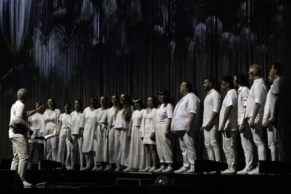 Perth choir Voyces performing at Bjork’s Cornucopia show.