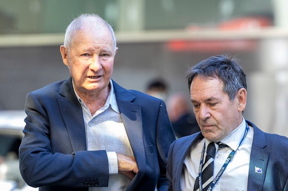 Former detective Peter Hiscock (left) on Monday.