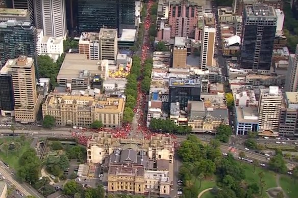 An aerial view of the rally.