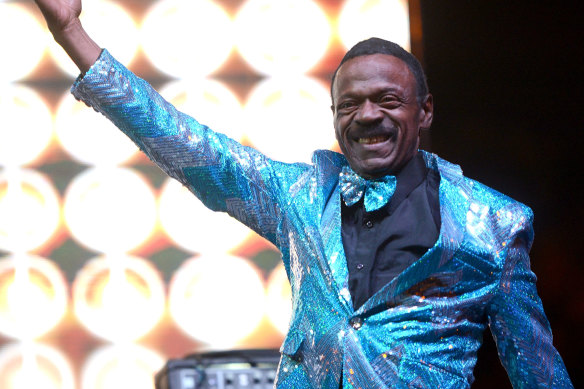 William “Poogie” Hart of The Delfonics onstage at the Tropicalia Music and Taco Festival in Long Beach, California, 2017.