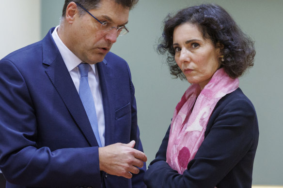 Hadja Lahbib (right) pictured with former European commissioner for crisis management Janez Lenarcic, is urging member states to be “ready for anything”. 