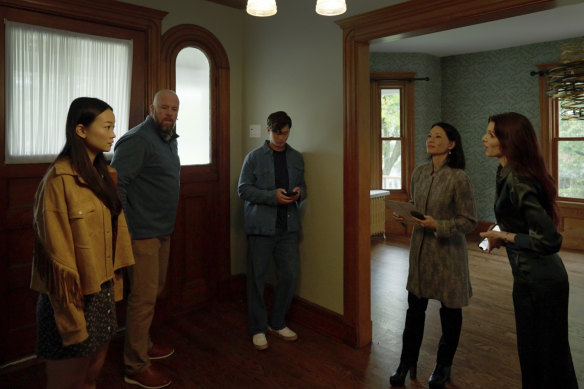Callina Liang (left), Chris Sullivan, Eddy Maday, Lucy Liu and Julia Fox in Presence.