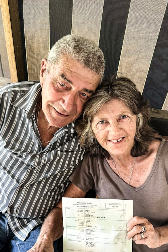 Kathy Hodgson and her husband Jim. Kathy fought for two years to get her birth certificate to show her true identity.