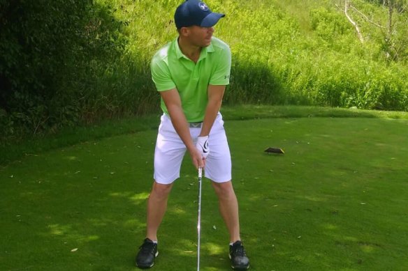 Down time: David Warner took in a game of golf in Toronto ahead of the T20.