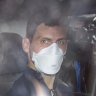 Novak Djokovic leaving Melbourne’s Park Hotel immigration detention in 2022.
