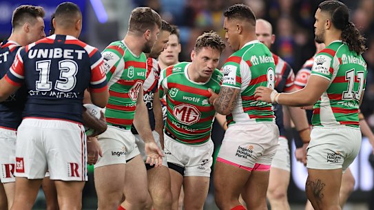 Cameron Murray struggles to his feet on Friday night.