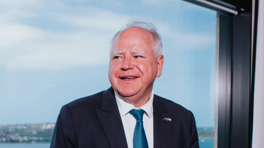 Governor Tim Walz from Minnesota in Sydney during a trade mission to Australia.