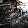The burnt remains of a fire sparked by an e-scooter battery.
