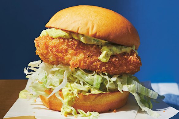 Making the curry tartare at home is a non-negotiable for this fish sando. 