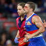 Tom Liberatore was ruled out of the game with concussion in the dying minutes of the match against Hawthorn.