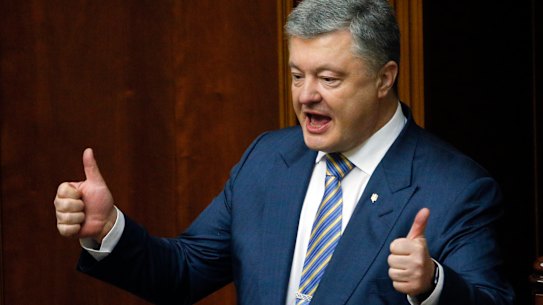 Ukrainian President Petro Poroshenko gestures during a parliament session in Kiev last week. 