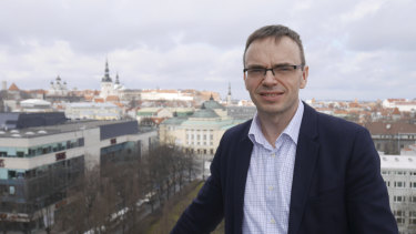 Estonian foreign minister Sven Mikser on the balcony of his office in Tallinn.