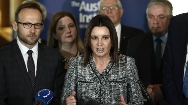 'I've had a gutful': Jacqui Lambie joined other crossbenchers in backing a federal anti-corruption commission "with teeth".