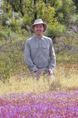 Curtin University PhD student Thilo Krueger doing field work near Perth.