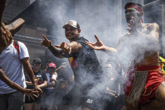 Latrell Mitchell said he was celebrating survival at the Invasion Day march. 