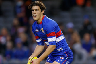 Bulldogs tall Lewis Young is a Carlton target.