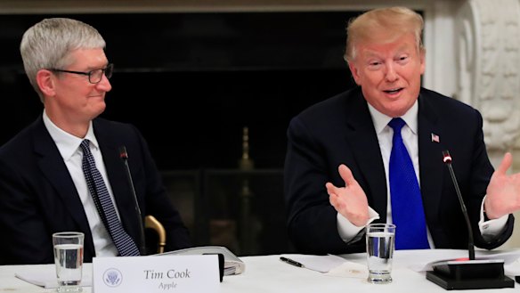 Tim "Apple" and Donald Trump during their White House meeting on Wednesday.