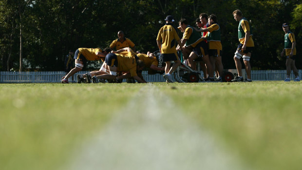 Turf war: Wallabies training at Marist Ashgrove in 2006. The school has long been a rugby stronghold in Brisbane.