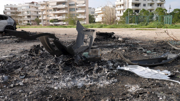 The site of the car bomb attack that injured Amad 'Jay' Malkoun in Glyfada, Athens.