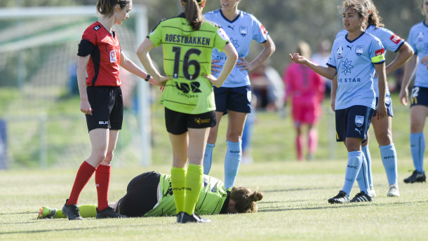 Natasha Prior was taken from the field following a clash with Savannah McCaskill.