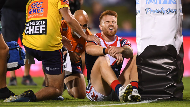 Adam Keighran reacts after scoring his third try of the night.