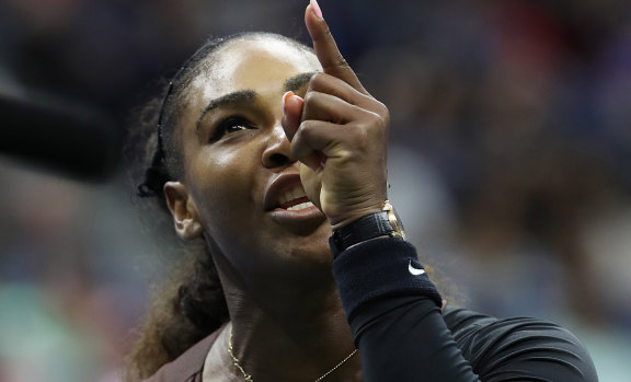 Serena Williams argues with chair umpire Carlos Ramos during the US Open final.