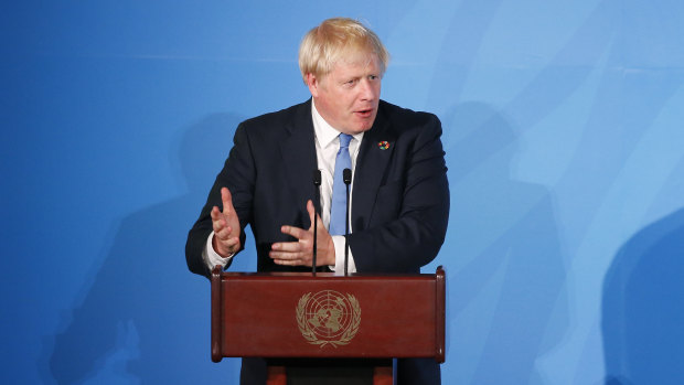 Elton old boy: British Prime Minister Boris Johnson addresses the Climate Action Summit at the UN General Assembly.