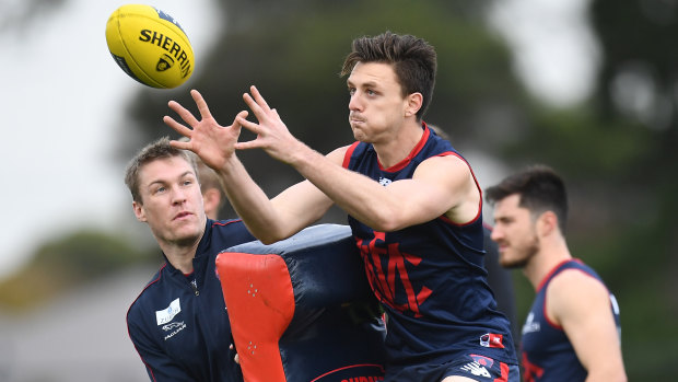 Jake Lever (centre) at training earlier in May.