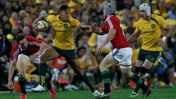 Meteoric rise: Israel Folau faced the might of the British and Irish Lions during his first season in rugby.