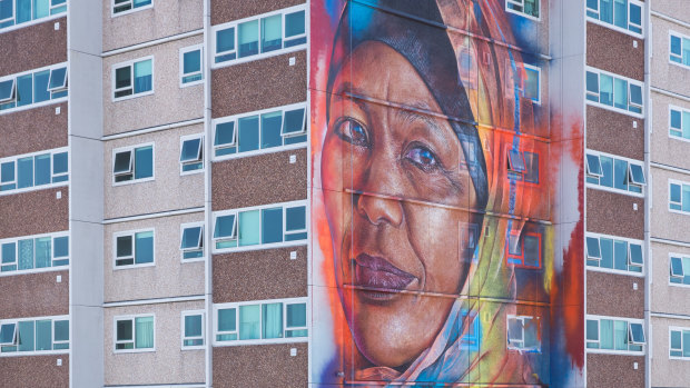 The tallest mural in the Southern Hemisphere completed by local street-art collective Juddy Roller and artist Matt Adnate