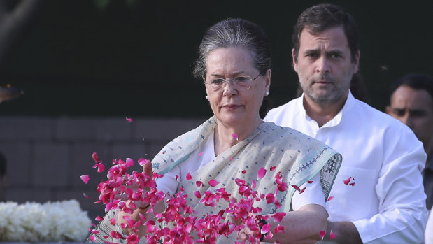Sonia Gandhi has been named interim president of the United Progressive Alliance after her son Rahul Gandhi (right) resigned. 