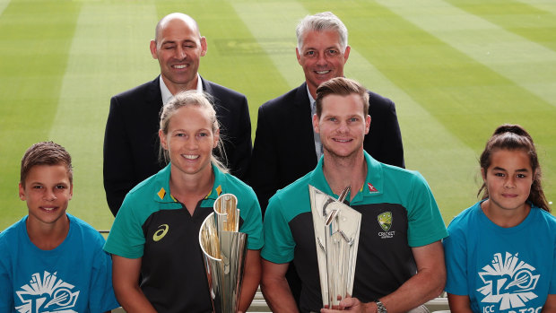 Nick Hockley (back row, left) is head of the T20 World Cup tournament in Australia.