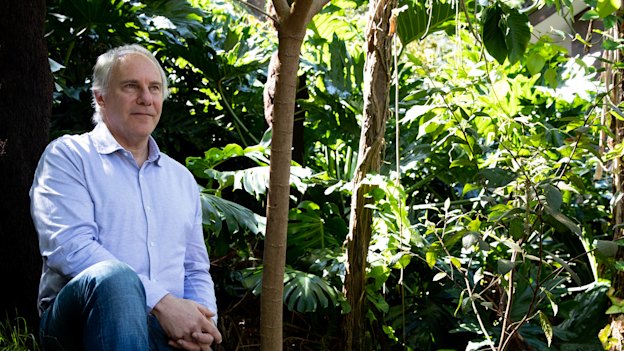 Booktopia CEO, Tony Nash, in his Castlecrag backyard in 2021.