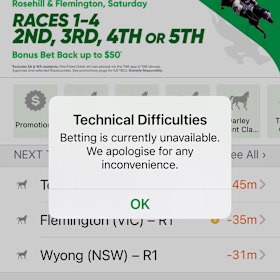 A screenshot of the TAB website on Saturday.