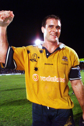 David Wilson pictured after the Wallabies beat South Africa in Brisbane in 1999.