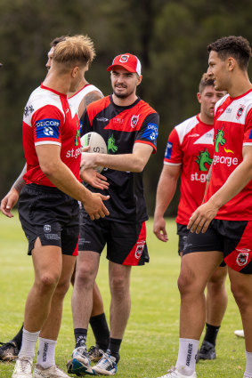 Cody Ramsey talks to Jack de Belin at training this week.