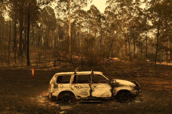 A burnt out car belonging to the family of Vinessa Maxwell.