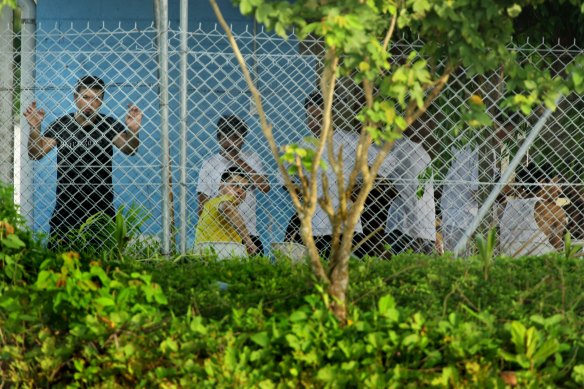 Detainees inside the Manus Island centre in 2013.