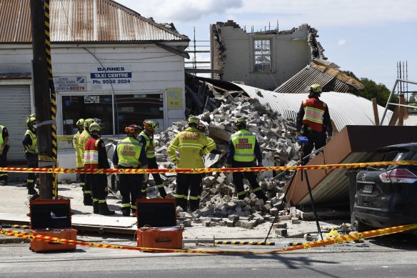 The site of the building collapse on New Canterbury Road in Dulwich Hill.