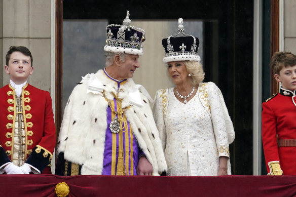 So, now what? King Charles III and Queen Camilla on the balcony at Buckingham Palace after the coronation.