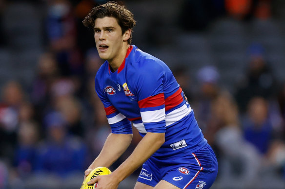 Bulldogs tall Lewis Young is a Carlton target.