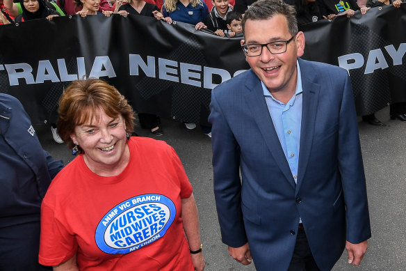 Lisa Fitzpatrick with Daniel Andrews in 2018