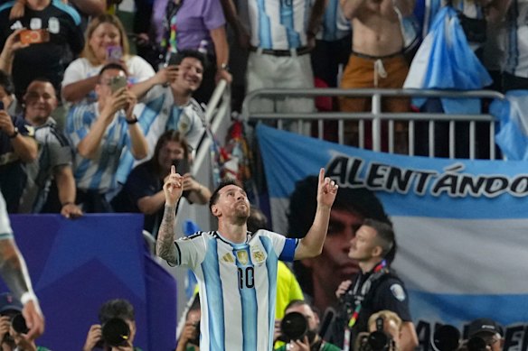 Messi after his hat-trick. 