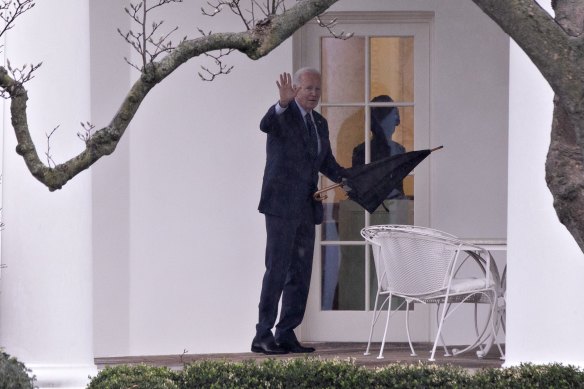 US President Joe Biden enters the Oval Office of the White House after arriving on Marine One from a regular medical check-up in February. He received a clean bill of health.
